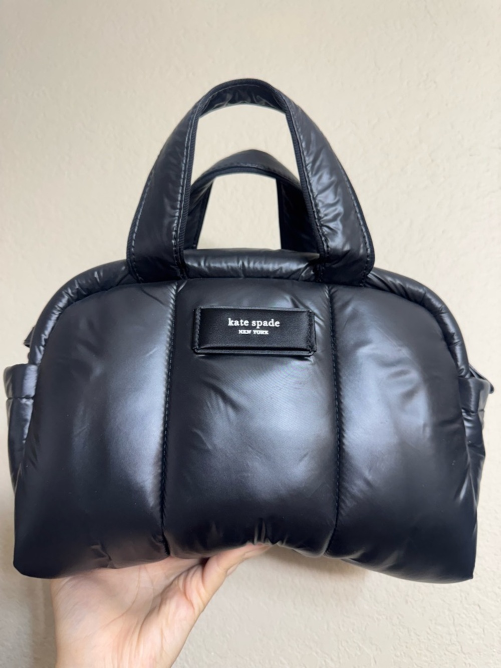 RARE Kate Spade Black Quilted Puffer Small Satchel crossbody